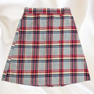 Vintage High Waisted Plaid Skirt